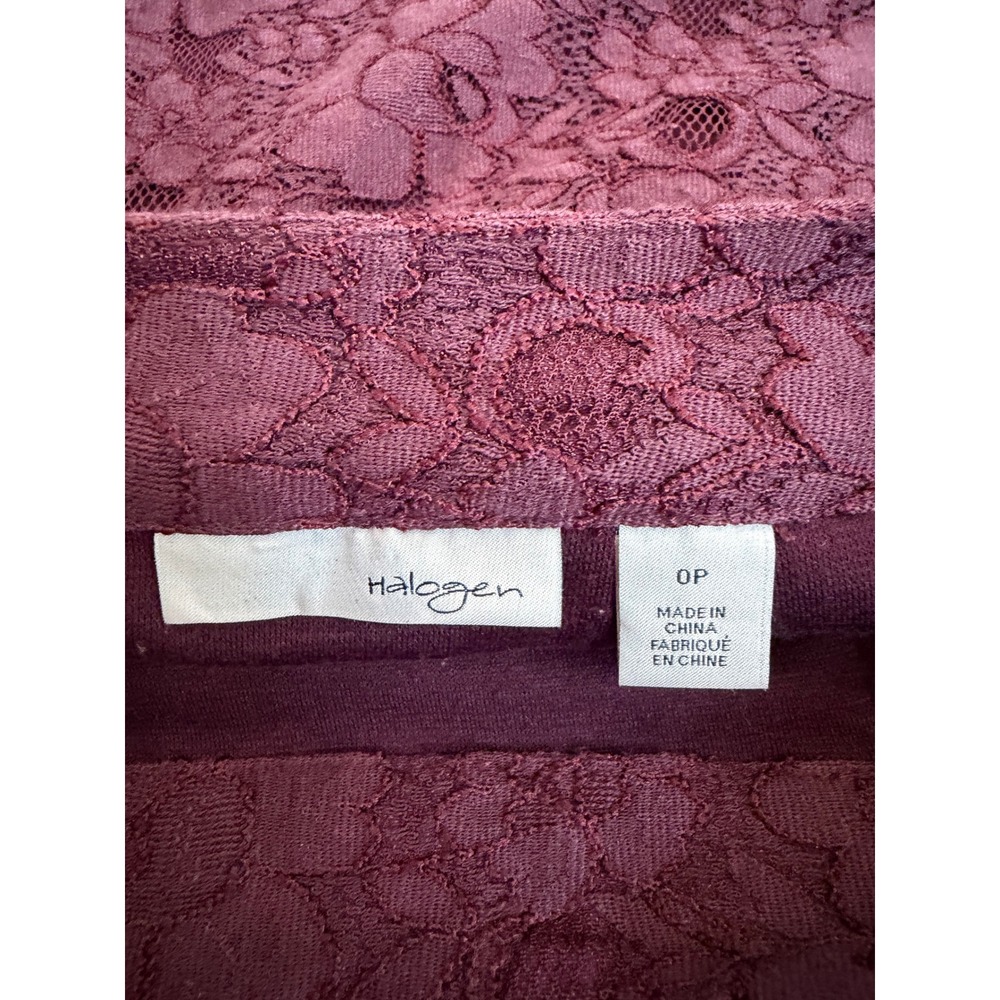 Halogen Plum Purple Floral Lace Pencil Skirt Petite 0P Professional Evening - Picture 5 of 5